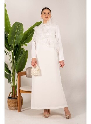 Ecru - Modest Dress - Melike Tatar