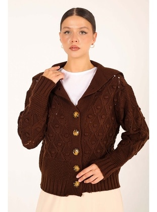 Brown - Cardigan - Melike Tatar