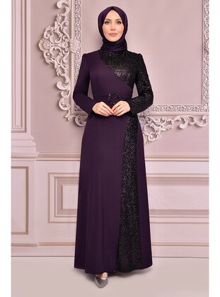 Purple - Modest Evening Dress - Moda Merve