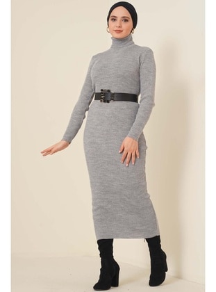 Grey - Knit Dresses - Benguen