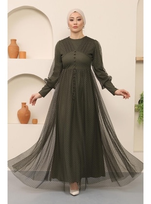 Khaki - Modest Evening Dress - MISSVALLE
