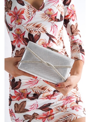Silver color - Clutch Bags / Handbags - Moda Değirmeni