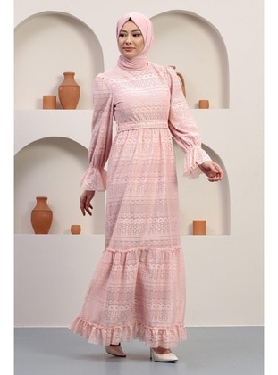 Powder Pink - Modest Evening Dress - MISSVALLE