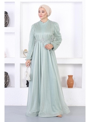 Mint Green - Modest Evening Dress - MISSVALLE