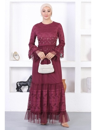 Burgundy - Modest Evening Dress - MISSVALLE