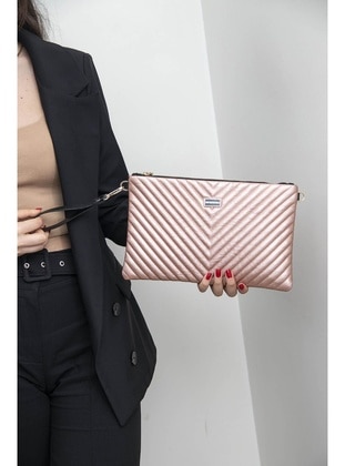 Powder Pink - Clutch Bags / Handbags - Silver Polo