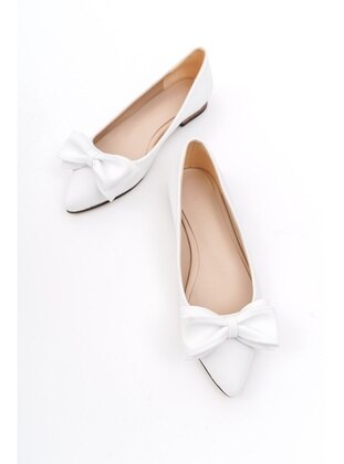 White - Flat - Flat Shoes - DİVOLYA