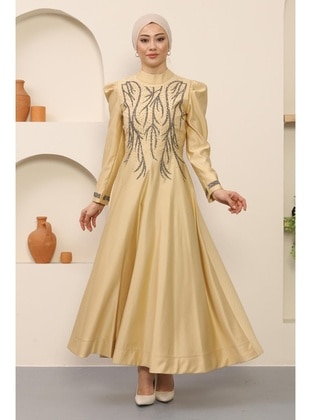 Gold color - Modest Evening Dress - MISSVALLE