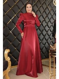 Burgundy - Modest Evening Dress