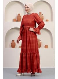 Brick Red - Modest Evening Dress