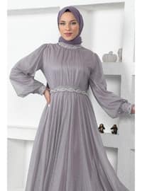 Grey - Modest Evening Dress - MISSVALLE