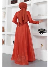 Brick Red - Modest Evening Dress