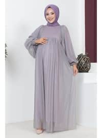 Grey - Maternity Evening Dress