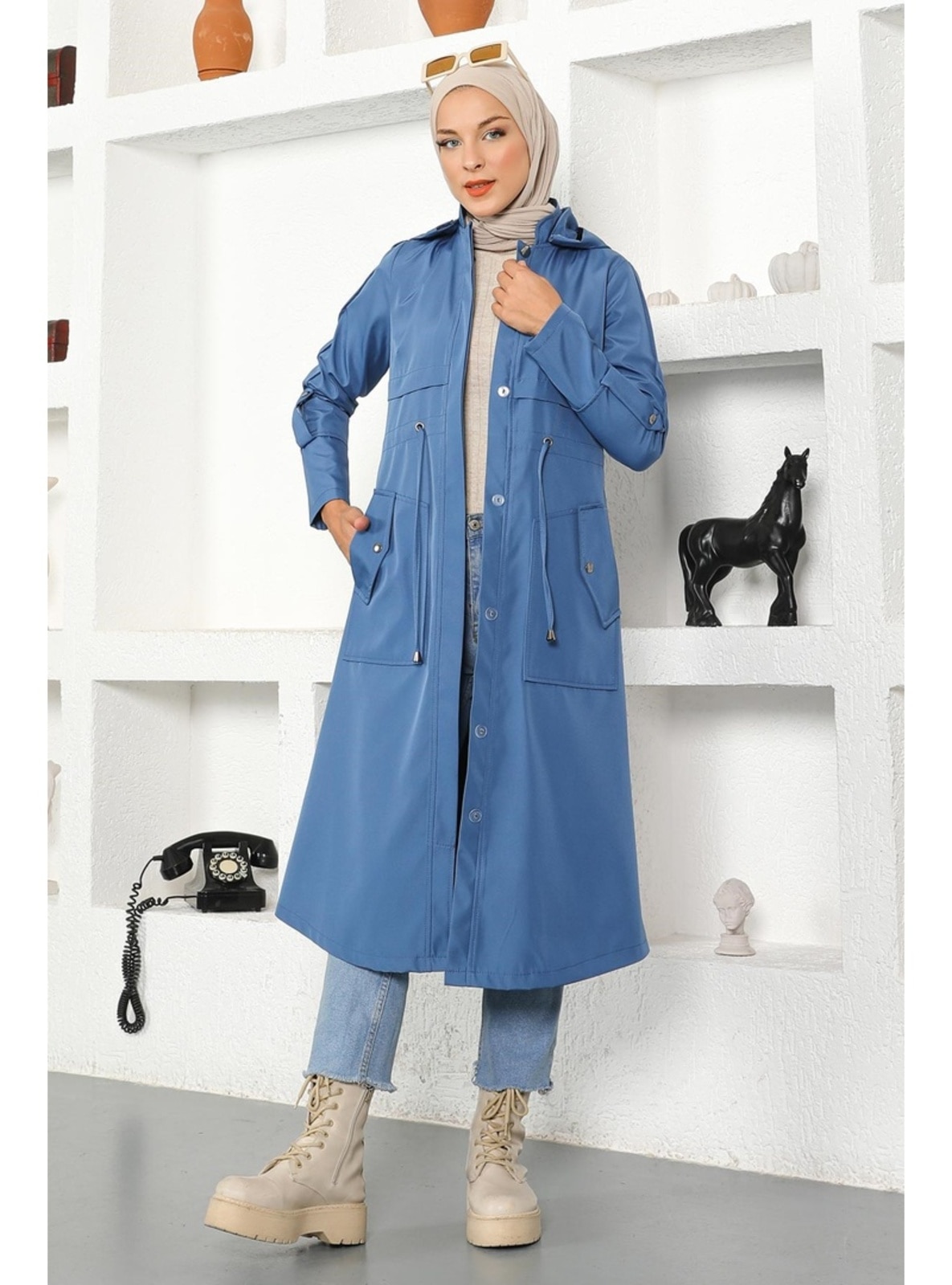  Blue Trench Coat
