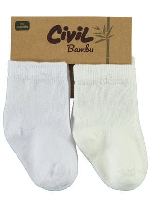 Civil Baby Bebek 2'li Bambu Çorap Set 6-18 Ay Beyaz-Ekru