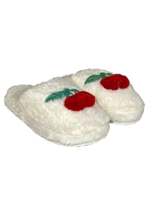 100gr - Flat Slippers - Cream - Home Shoes - Wordex
