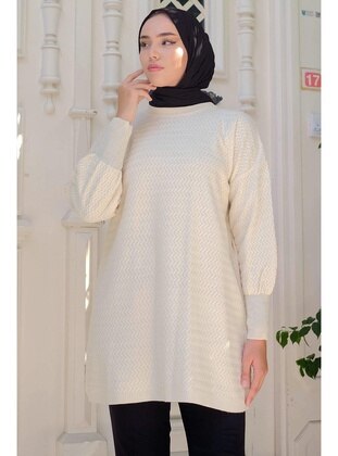Cream - Knit Tunics - Hafsa Mina