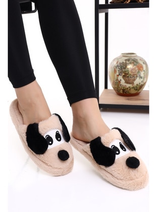 100gr - Flat Slippers - Brown - Home Shoes - Wordex