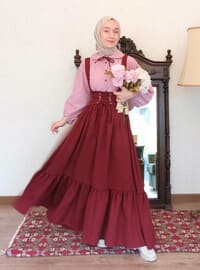 Burgundy - Skirt Overalls