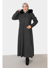Anthracite - Fully Lined - Plus Size Coat
