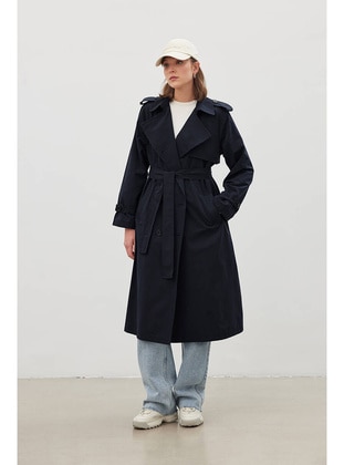 Navy Blue - Trench Coat - BE BLUE