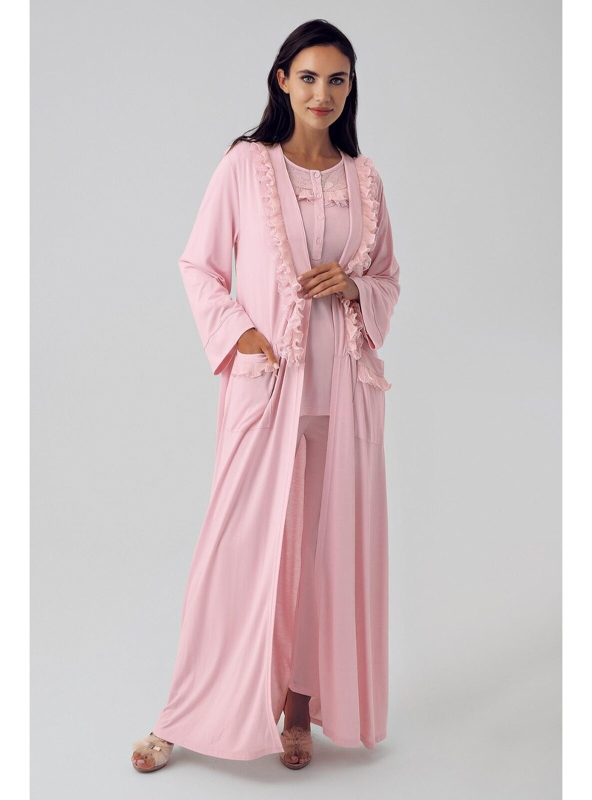 Powder pink silk pyjama set