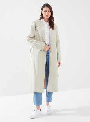 Stone Color - Fully Lined - Trench Coat - Sahra Afra