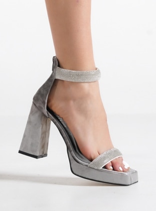 Grey - Evening Shoes - Moda Değirmeni