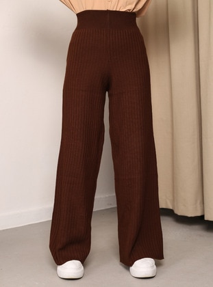 Brown - Knit Pants - Vav