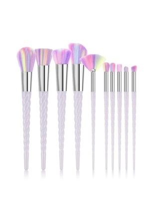 10pcs Makeup Brush Set Braided Handle Lilac Color