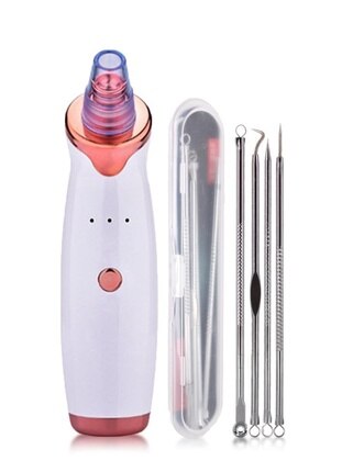 2-piece Skin Care Set Rechargeable Vacuum Tool Red White Detailed + 4Pcs Comedone