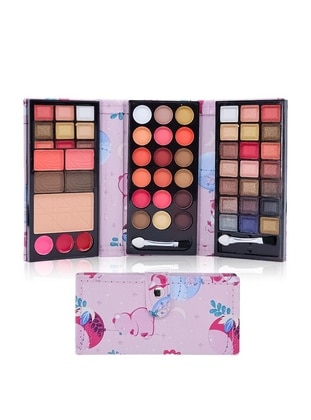 Pink - Three-Storey Teddybear Figured Wallet Palette Makeup Set (Eyeshadow-Blush-Powder) - MUJGAN