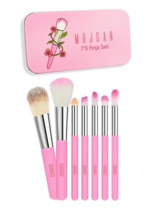 7pcs Makeup Brush Set Pink Color With Metal Box