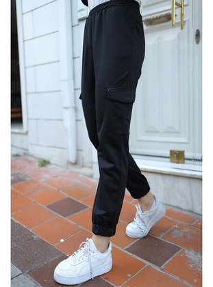 Black - 200gr - Pants - Burcu Fashion