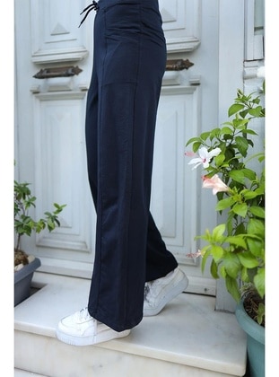 Navy Blue - Pants - Burcu Fashion