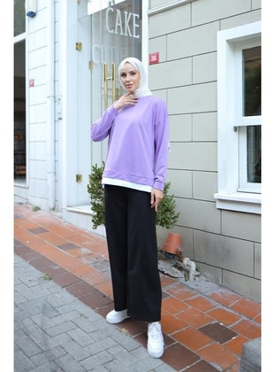 Lilac - Sweat-shirt - Burcu Fashion