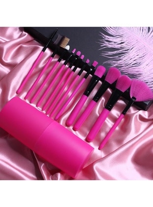 12`` Makeup Brush Set Cylinder Pink