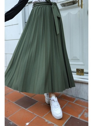 Khaki - 200gr - Skirt - Burcu Fashion