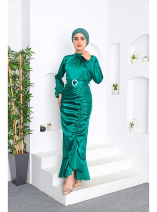 Green - Evening Dresses - Ensa Tesettür