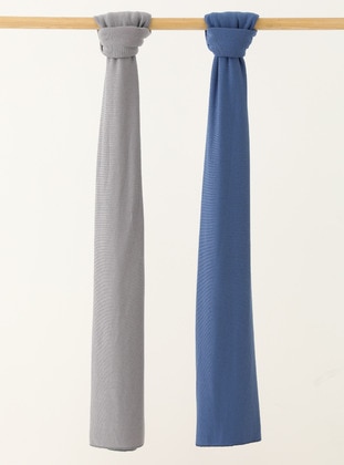 2-Pack Premium Jersey Shawl - Blue - Gray - Tuva