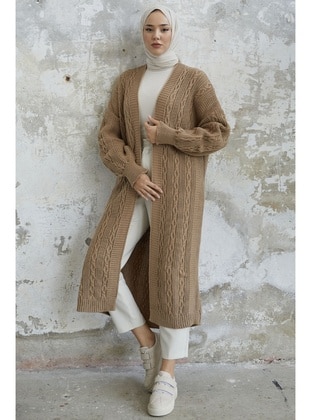 Camel - Unlined - Knit Cardigan - InStyle
