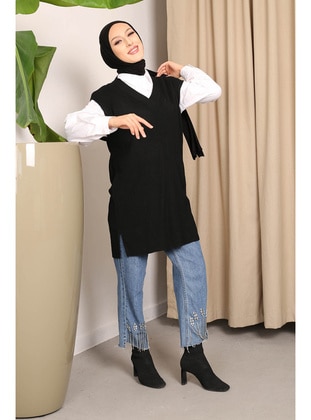 Black - Knit Sweater - İmaj Butik