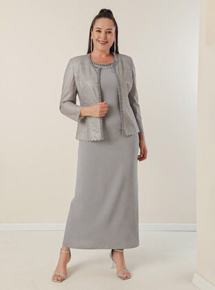 Grey - Plus Size Suit - By Saygı