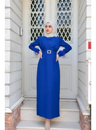 Blue - Modest Dress - Ensa Tesettür