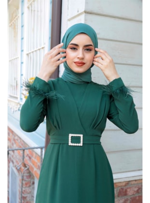 Green - Modest Dress - Ensa Tesettür
