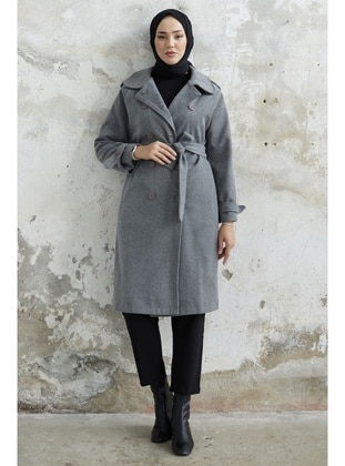 Grey - Fully Lined - Coat - InStyle