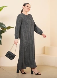Smoke Color - Floral - Unlined - Plus Size Dress