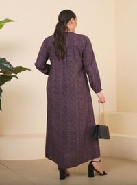 Lilac - Floral - Unlined - Plus Size Dress