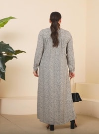 Stone Color - Floral - Unlined - Plus Size Dress