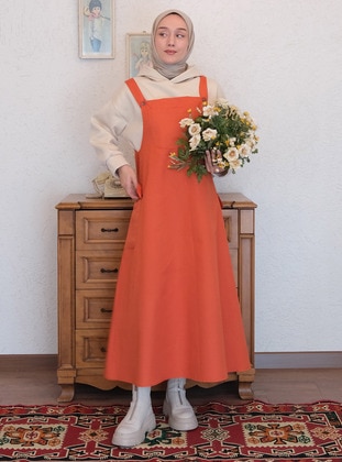 Orange - Skirt Overalls - Ceylan Otantik
